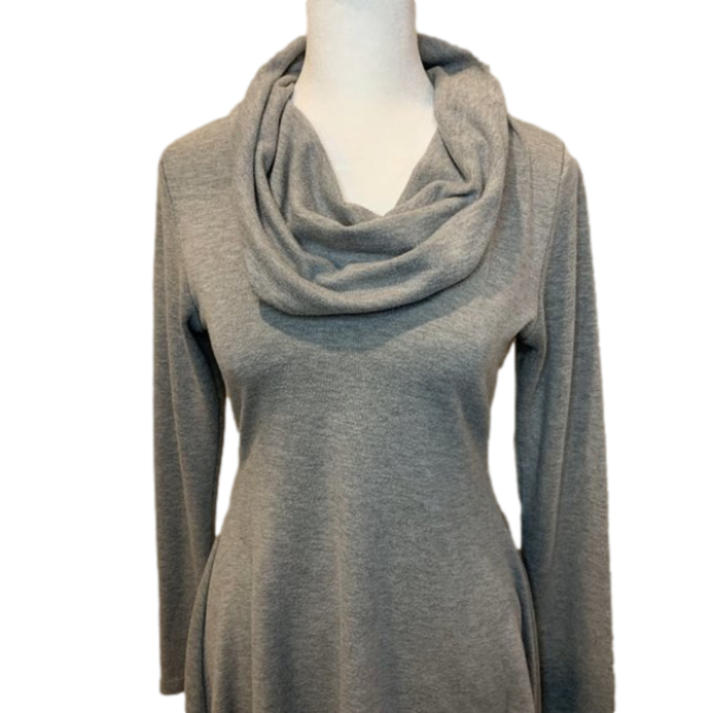 Karen Kane Soldi Grey, asymmetrical, Cowl Neck Long sleeve, Casual Tunic,  XS